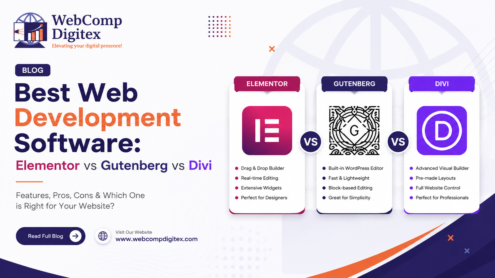 Web Development Software Elementor vs Gutenberg vs Div